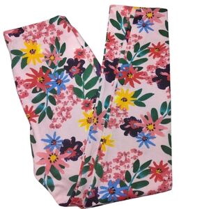 Zara Kids Vibrant Floral Leggings - Pink and Green